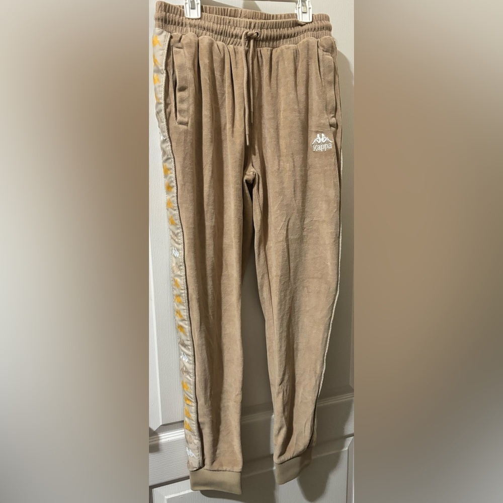 Kappa 222 Banda ALANZ 3 Sweatpants Men’s Medium Beige Velvet Track Pants